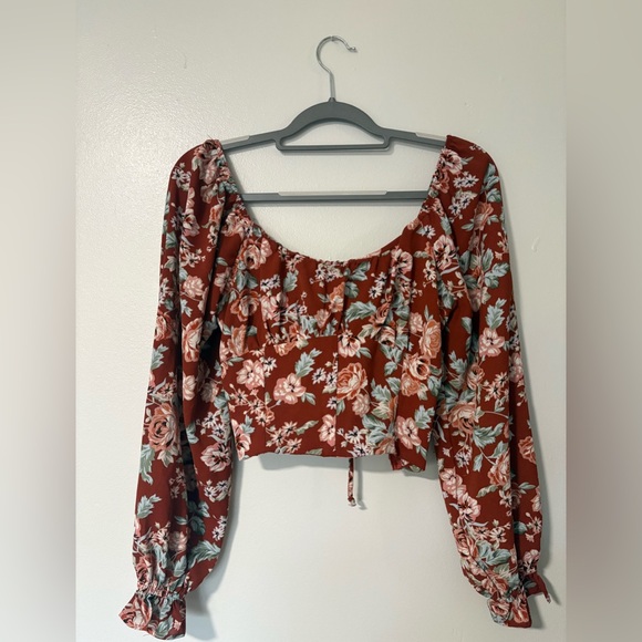 Altar'd State Tops - Altar'd State Rust Floral Blouse